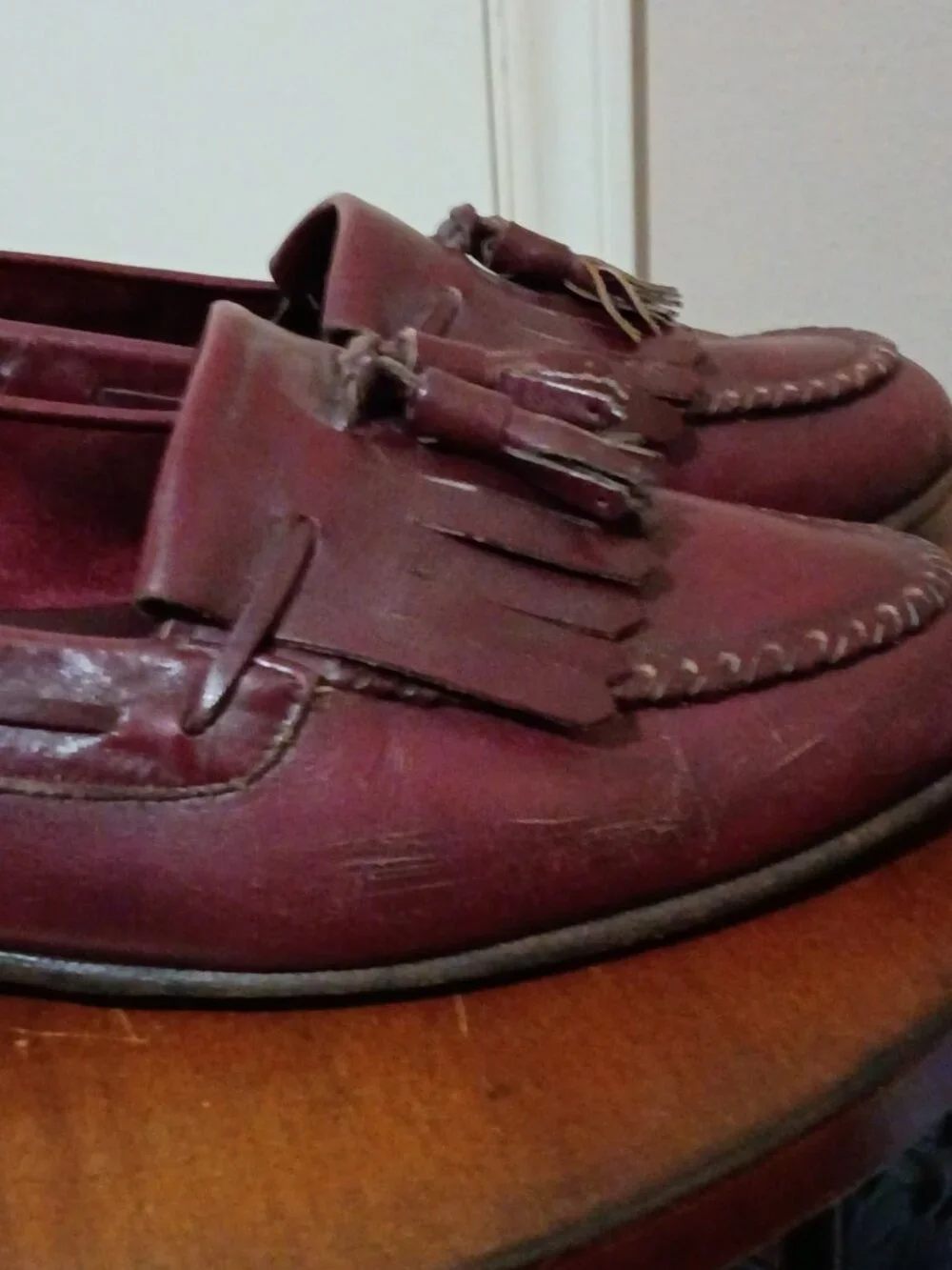Men's Bally Mens Lorenzo Tassel Loafer Burgundy Soft Leather Dress Shoes 9.5M